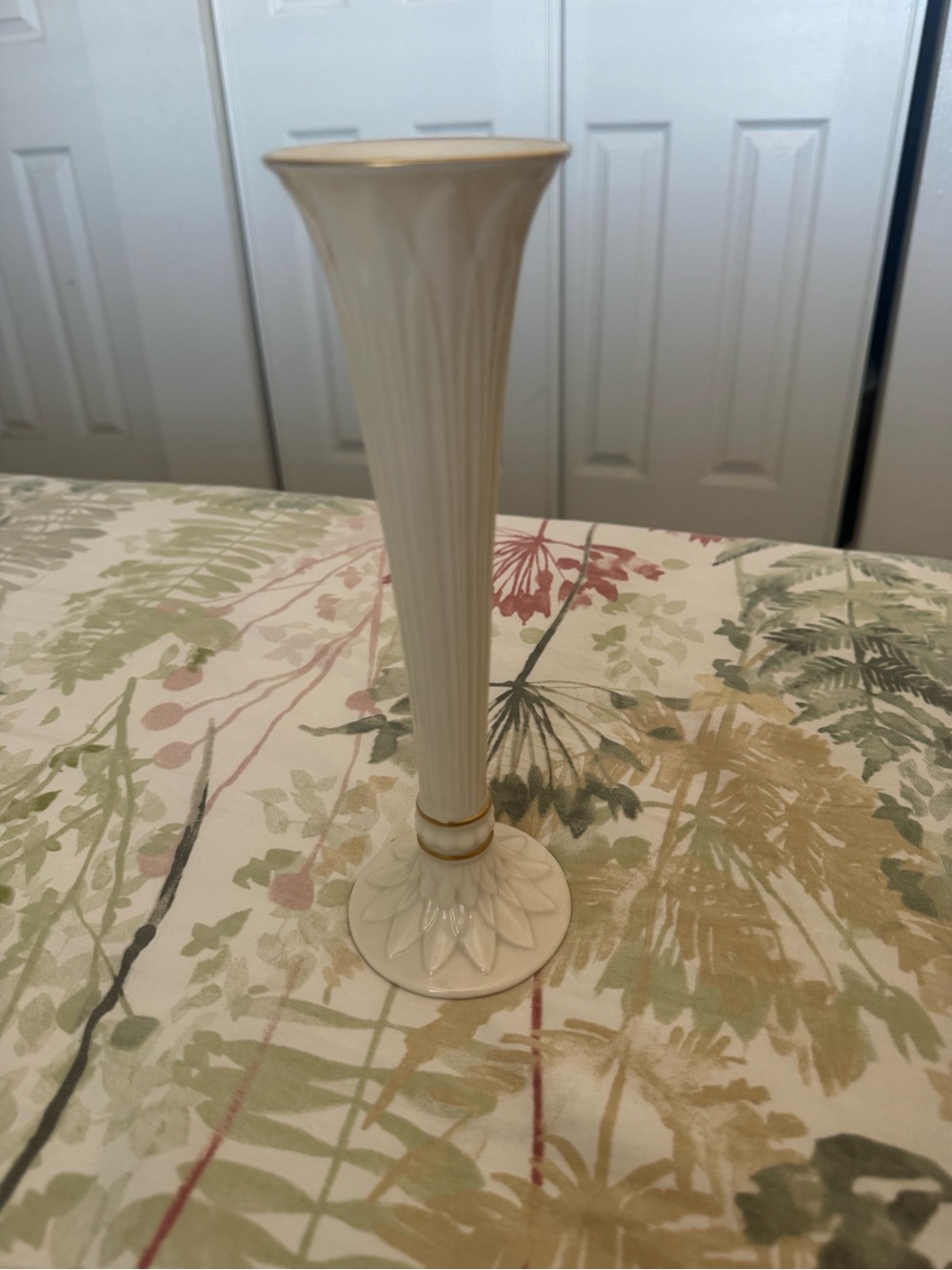 Lenox Cream Porcelain Bud Vase with Gold Band
